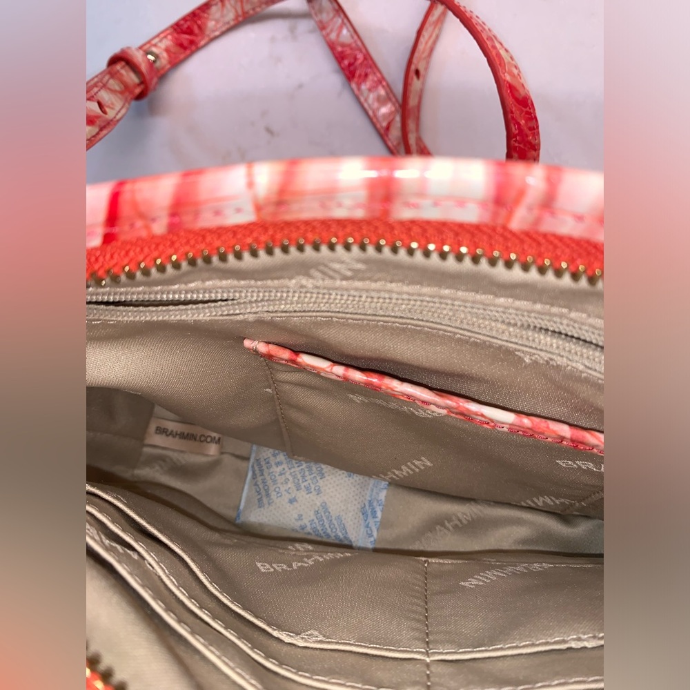 Brahmin Vida Crossbody In Pink Flamingo Mrlbourne With Flamingo Tassel - Picture 5 of 16